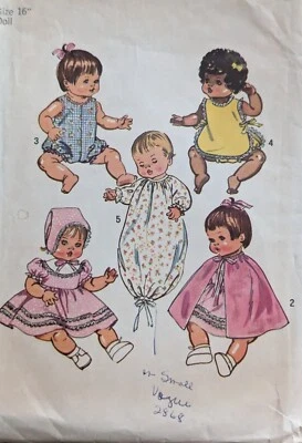 Vintage 5275 Simplicity Betsy Wetsy Baby Doll Wardrobe Pattern 16" Ginny 1972 - Image 1 of 3