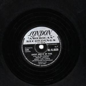 UK#1 JERRY LEE LEWIS 78 GREAT BALLS OF FIRE / MEAN WOMAN BLUES LON HLS 8529 E+ - Foto 1 di 2