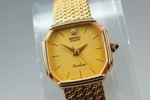 Vintage 1983 [ N MINT ] SEIKO Exceline 1221-5080 Gold Quartz Womes's Watch JAPAN - Picture 1 of 10