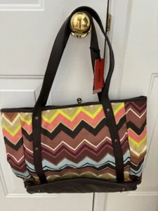 MISSONI for Target NWT Multi Color CANVAS TOTE LG Bag Shoulder Chevron Zig Zag - Picture 1 of 4