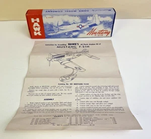 SOLO scatola e istruzioni vintage anni 50 Hawk Model Company Mustang F-51H - Foto 1 di 10