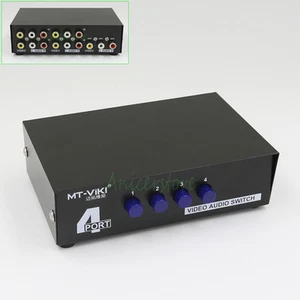 Caja de conmutadores RCA AV manual de 4 puertos 4 en 1 salida selector de control de conmutador de audio y video - Imagen 1 de 4