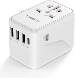 International Plug Adapter 45W Travel Worldwide Power Outlet for US to EU UK AUS - Picture 1 of 7
