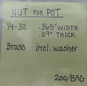 (200) Nut for Pot 1/4-32 Brass Including Washer - Picture 1 of 4