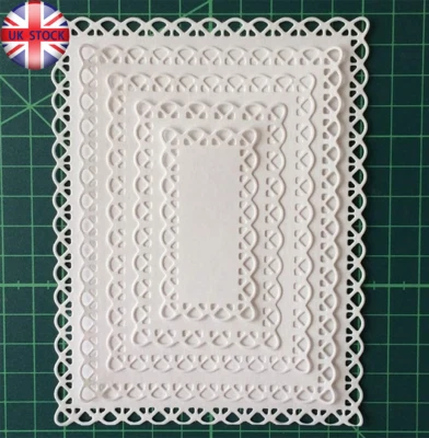 5pcs Lace Rectangle Frame Metal Cutting Dies Stencil Scrapbooking Embossing Card