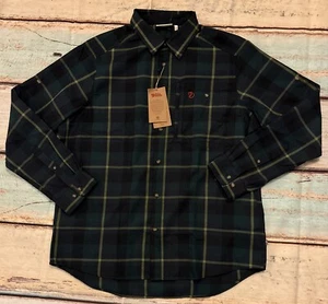 New Fjallraven Ling Sleeve Button Shirt Arctic Green Navy Plaid Men’s 2XL XXL - Picture 1 of 7