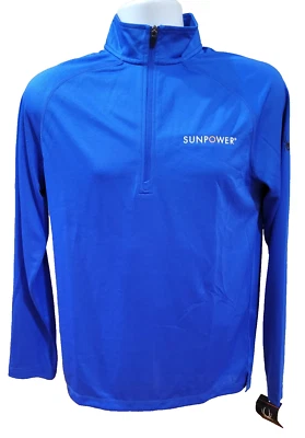 Pullover Spyder Para Hombres Pequeño Azul 1/4 Cremallera Manga Larga Sunpower Logo Atlético Nuevo con Etiquetas Foto 1 de 4