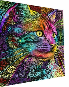 Leinwand Abstrakte Katze Tiere Kunst  Bilder Wandbilder -Hochwertiger Kunstdruck - Imagen 1 de 8