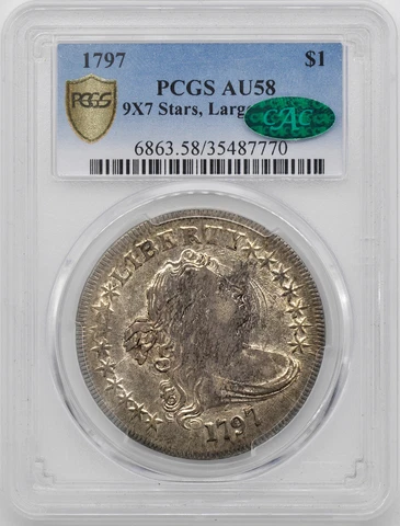 1797 DRAPED BUST $1 PCGS AU 58 Cover