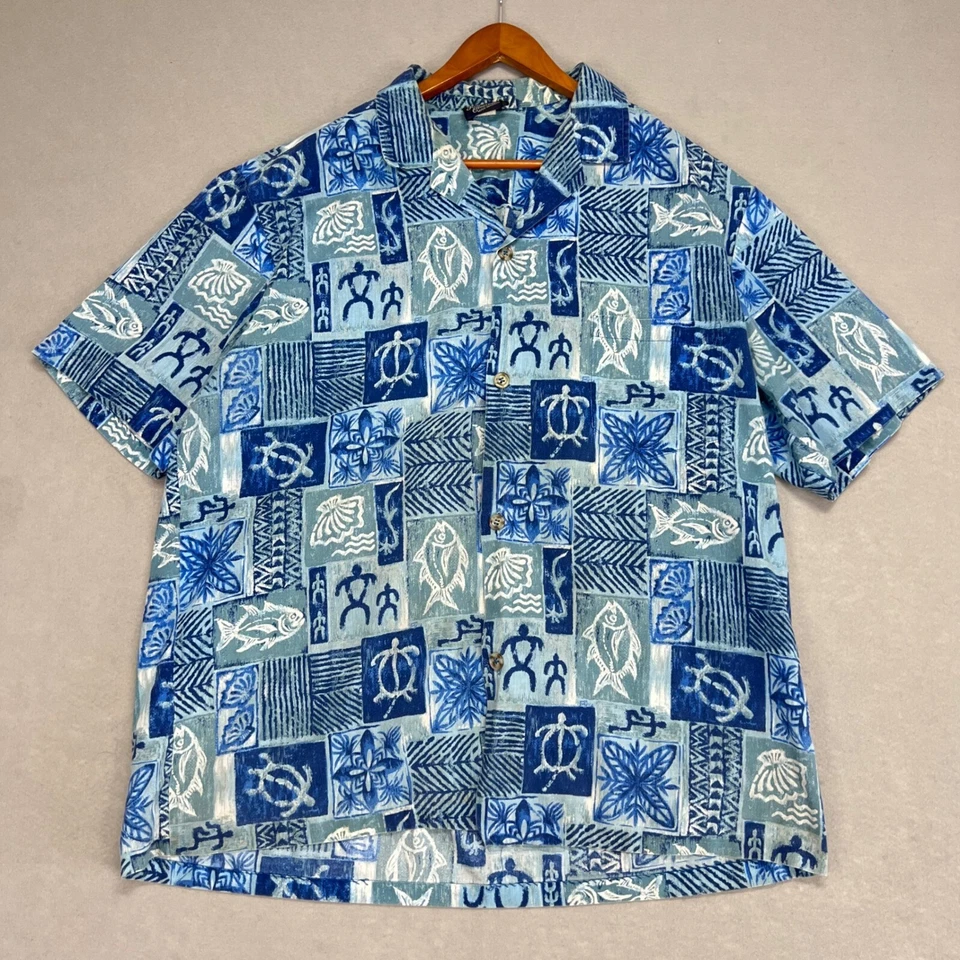 Camisa Hawaiana Vintage Años 70 Royal Creations Peces Tropicales Estampado Tortuga Aloha Camisa XL Foto 1 de 4