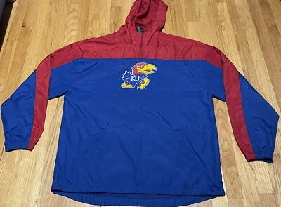 Adidas Kansas Jayhawks Mens Large Red Hoodie Windbreaker Pullover - Image 1 of 4