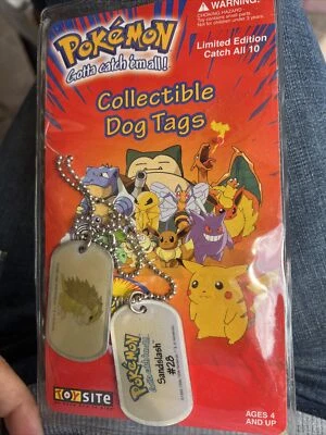 Etiquetas de perro coleccionables vintage de Pokémon Catch Them #28 barra de arena nuevas Foto 1 de 2