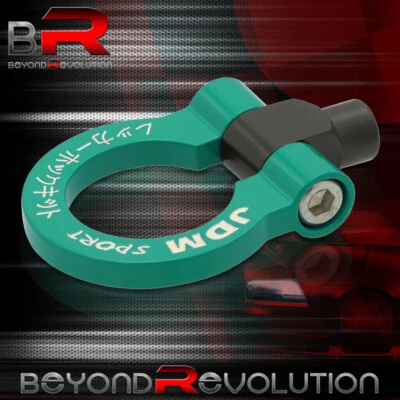 Gancho de remolque trasero delantero verde de acero dulce de alta resistencia JDM de 4,5" M12x1,75 anillo de 2" Foto 1 de 3