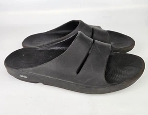 Sandalias Oofos Ooahh Negras Goma Deslizables Hombres Talla 12 Tecnología de Recuperación Calzado - Imagen 1 de 4