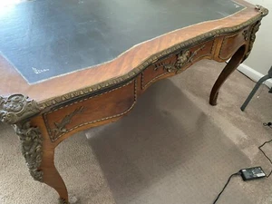 Late 20th Century French, Louis XV Style Leather-Top Writing Desk - Picture 1 of 15