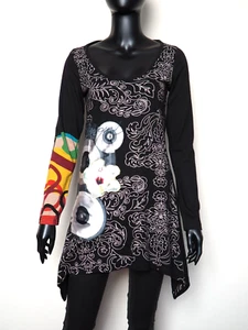 DESIGUAL #28T2484 Long Sleeve Scoop Neck Cotton-Viscose Tunic Top Blouse size M - Picture 1 of 15