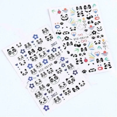 2 Piezas Calcomanía Pegatina Uñas Líneas Geométricas Francesas Ojo Pata de Panda Blanco Negro Hágalo Usted Mismo NS7 Foto 1 de 3