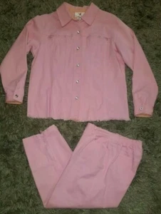 CUTE Quacker Factory Pink Jacket & Capri Pants Set w/ Zippered Bling Accents * - Picture 1 of 12