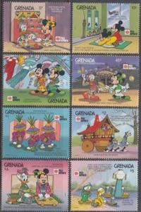 GRENADA # 1961-8 DISNEY STAMPS CELEBRATING JAPAN's INTERNATIONAL STAMP EXPO - Picture 1 of 1
