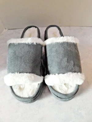 Zapatillas para mujer Kooba talla grande 8-9 grises de espuma viscoelástica con punta abierta forro de piel sintética Foto 1 de 4