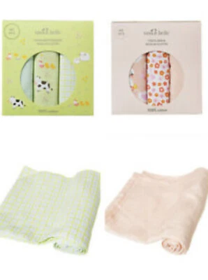 NUEVO Sass & Belle Freya Cisne Rosa Y Algodón Muselina Granja - 6 MUSELINAS 72x72CM