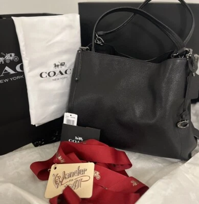 Coach Dalton Black Shoulder Bag 78364 Satchel Hobo 100%Auth W/all Papers,Box&Tag - Image 1 of 4