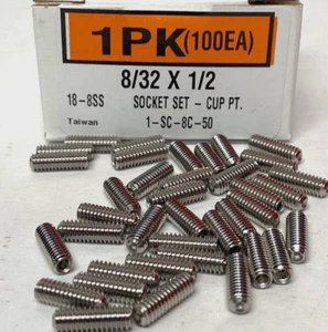 Nuevo Juego de Enchufes 8/32 x 1/2" Punta Copa, Acero Inoxidable 18-8 (100ea) - Imagen 1 de 3