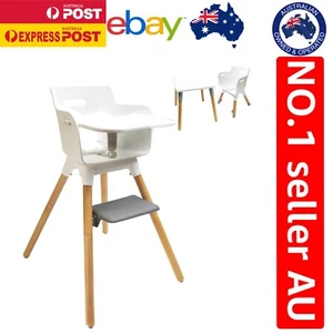 Versatile Wooden Baby High Chair with Adjustable Tray & Footrest - White - Picture 1 of 9