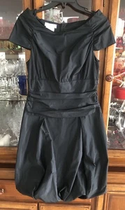 Rene Lezard Women Black Cocktail Dress EU Size 36 Ruched Accent Black Poly VGUC - Picture 1 of 21