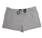 SIMPLY BE CONSIDERED Ladies Grey White Stripe Lined Shorts Plus Size 30 BNWT 