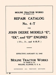 J Deere E EK EP 1.5 3 6 H P Hit & Miss Engine Manual - Picture 1 of 1