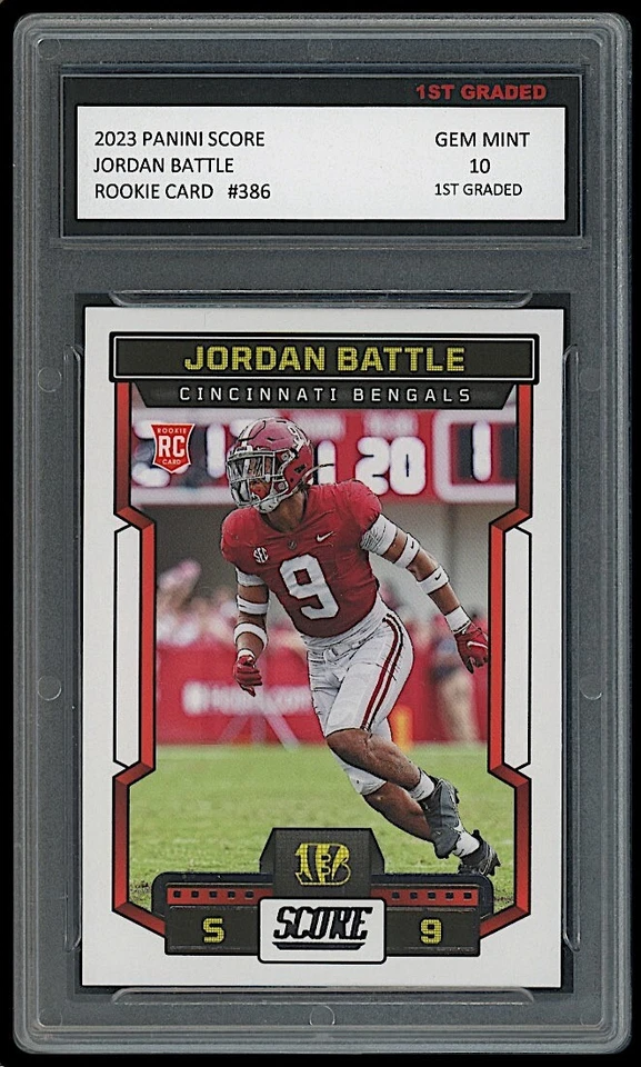 JORDAN BATTLE 2023 PANINI SCORE 1ST GRADED 10 NFL ROOKIE CARD CINCINNATI BENGALS - Image 1 of 1