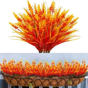 10 Bundles Artificial Monkey Grass Outdoor Fake Flowers UV Resistant Lavender... - Foto 1 di 6