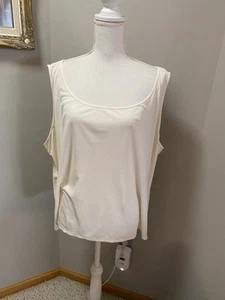 Eileen Fisher Woman cream silk crepe knit Tank Top 3X freshly laundered - Picture 1 of 5