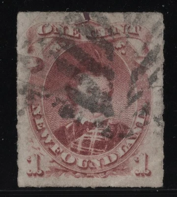 #37 Rouletted 1c Newfoundland Canada used fancy cancel - Image 1 of 2