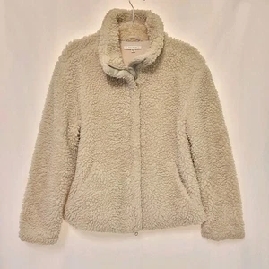 PacSun Creme Sherpa Fleece Full Zip Jacke Mantel Damen XS/S Taschen gefüttert kuschelig - Bild 1 von 8