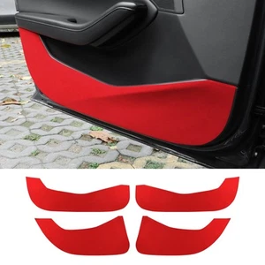 Red Suede Car Door Anti-Kick Pad Decorative Trim Sticker For Mazda 3 2019-2025 - Picture 1 of 9
