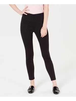 MAISON JULES Womens Black Flocked Dotted Skinny Pants XS - Image 1 of 4