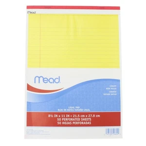 2 Pack Mead Legal Pad, Wide Ruled, 8.5in X 11in, 50 Sheets, Canary - Foto 1 di 1