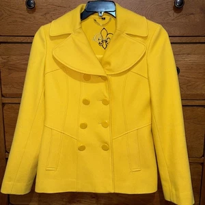 🧥GUESS Abrigo Mujer Oro Amarillo Lana Guisante Talla Grande Chaqueta LIMPIADA EN SECO - Imagen 1 de 9