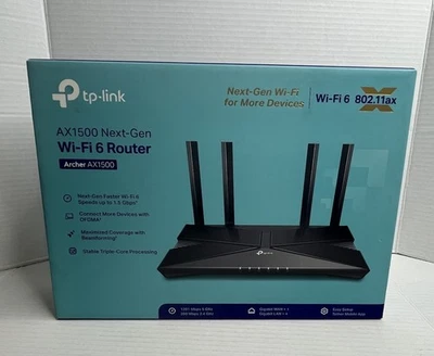 New TP-LINK Archer AX1500 Dual Band Wi-Fi 6 4-Port Router Black (ARCHER AX1500) - Image 1 of 4