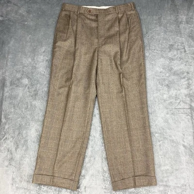Brooks Brothers Pants Mens 35x32 (fit 34x28) Wool Cashmere Houndstooth Pleated - Image 1 of 4