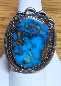 ANELLO ARGENTO STERLING * TURCHESE * NATIVI AMERICANI * VINTAGE * NON FIRMATO * MISURA 8,3 * - Foto 1 di 7