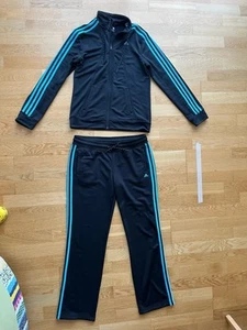 Adidas Climalite L 42-44 Damen Anzug Sport Schwarz/Blau Trainingsanzug TOP - Bild 1 von 4