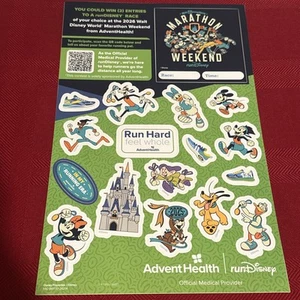 2025 runDisney WDW WALT DISNEY WORLD MARATHON WEEKEND AdventHealth STICKER SET - Picture 1 of 1
