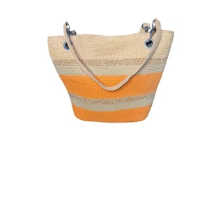 Pritzi Schultertasche aus gewebtem Stroh orange/braun gestreift Hobo-Stil Damen - Bild 1 von 8