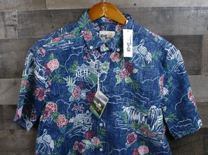 Reyn Spooner Shirt Mens Medium Navy Forbidden Gardens Aloha Hawaiian Tailored - Picture 1 of 17