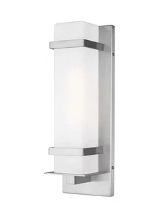 Satinierte Aluminium One Light Outdoor Wandlaterne aus der Alban Collection - Bild 1 von 3
