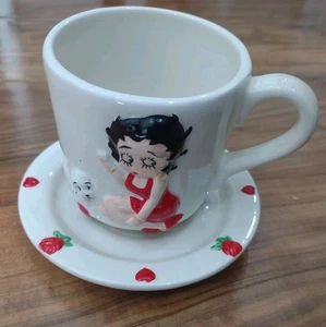 2006 BETTY BOOP and Pudgy Ceramic Mug/Cup with Saucer Raised surface  - Picture 1 of 5