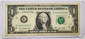 LUCKY 444 Trinary $1 One Dollar Bill Fancy Serial Number K14441010C Series 2013 - Picture 1 of 2